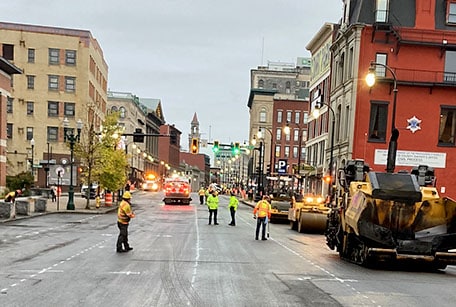 construction crews on city street