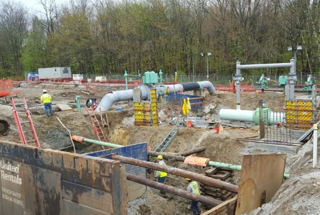 pipes being constructed at job site
