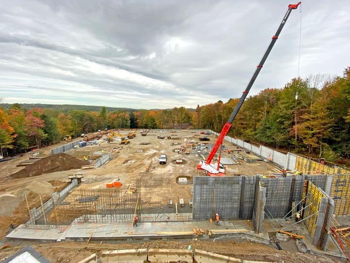 aerial view of large construction site