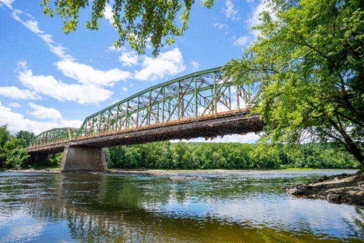 picturesque view of far away bridge on sunny day